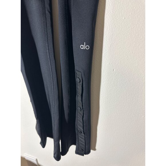 Alo Yoga Black Snap Bottom Leggings XS High Waist Stretchy - Picture 2 of 6